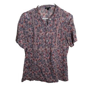 I Heart Ronson Blouse Women's Large Popover Boho Casual Short Sleeve Top